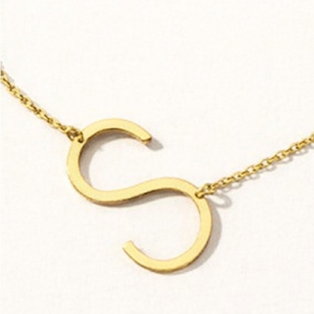 Gold Large Initial Necklace (9023)